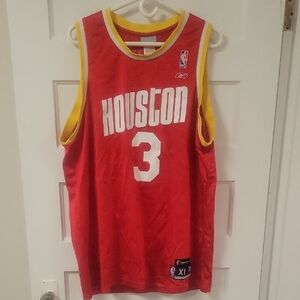 Reebok Red Houston #3 Basketball Jersey with Yellow Trim